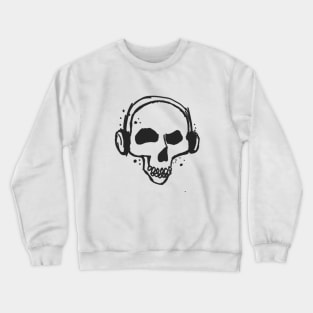 New School Skull With Headphones Original Art Crewneck Sweatshirt